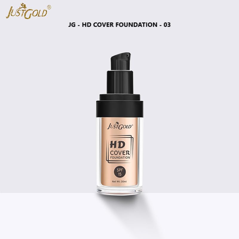 JUSTGOLD HD Cover Foundation With SPF 15 – 30 ml Shade – Paralines 03) - Image 2