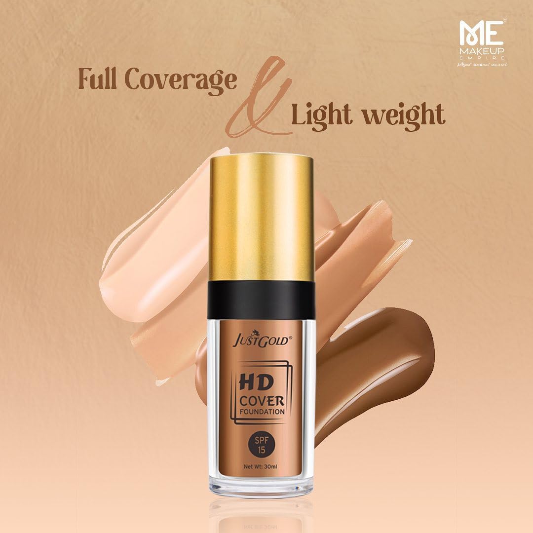 JUSTGOLD HD Cover Foundation With SPF 15 – 30 ml Shade – Paralines 03) - Image 3